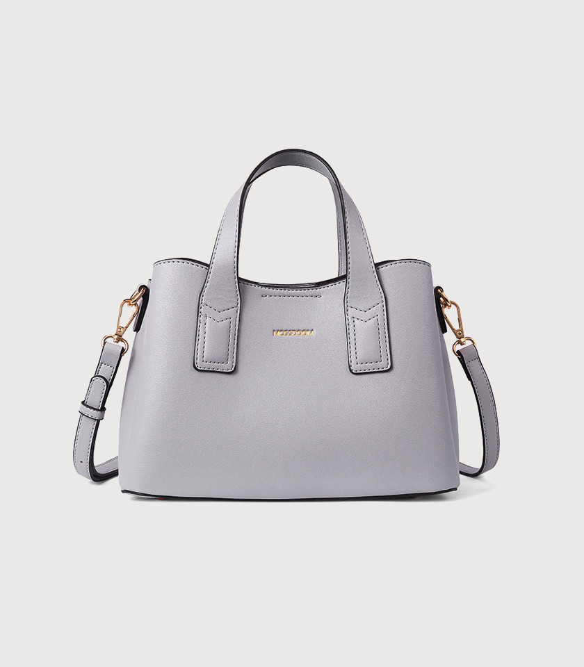 Sac fourre-tout MOSSDOOM Cerise en cuir vegan bleu ciel, vue de face.