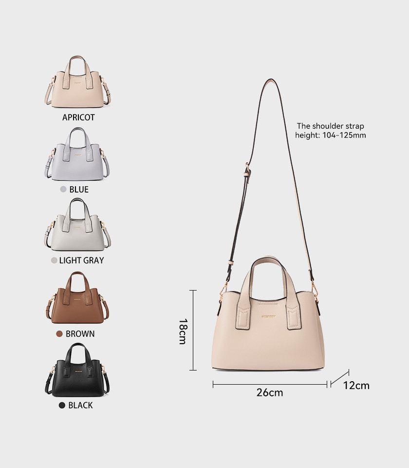 MOSSDOOM Cerise beige vegan leather tote bag, front view.
