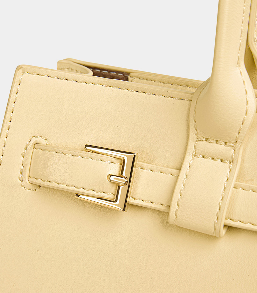 MOSSDOOM Aurelia rectangular shoulder bag in black vegan leather, front view.