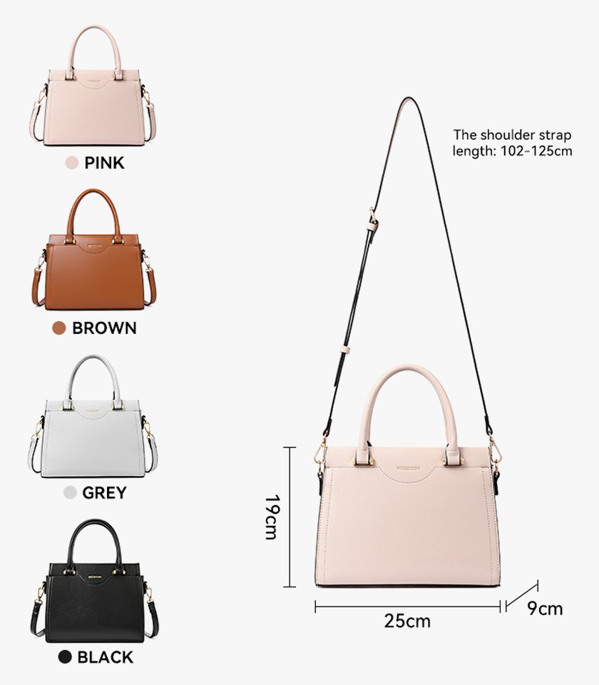 MOSSDOOM AMANDE Apricot color tote bag, three-quarter view with double handle and shoulder strap.