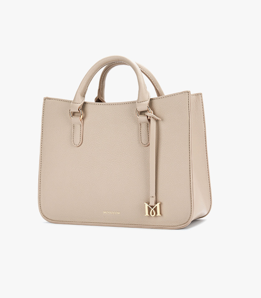 MOSSDOOM MIRABELLE structured handbag, Apricot color, three-quarter view.