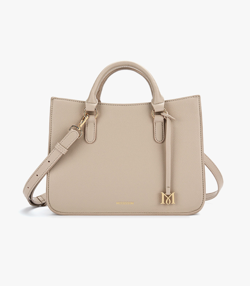 MOSSDOOM MIRABELLE structured handbag, Apricot color, three-quarter view.