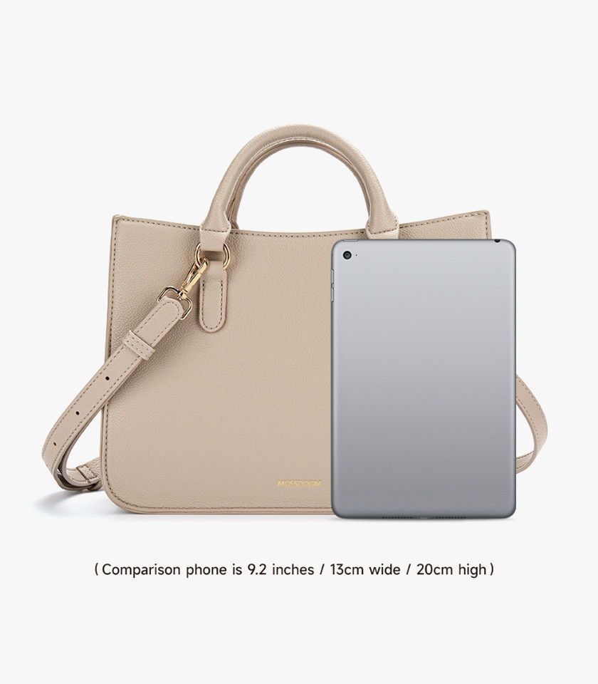 MOSSDOOM MIRABELLE structured handbag, Apricot color, three-quarter view.