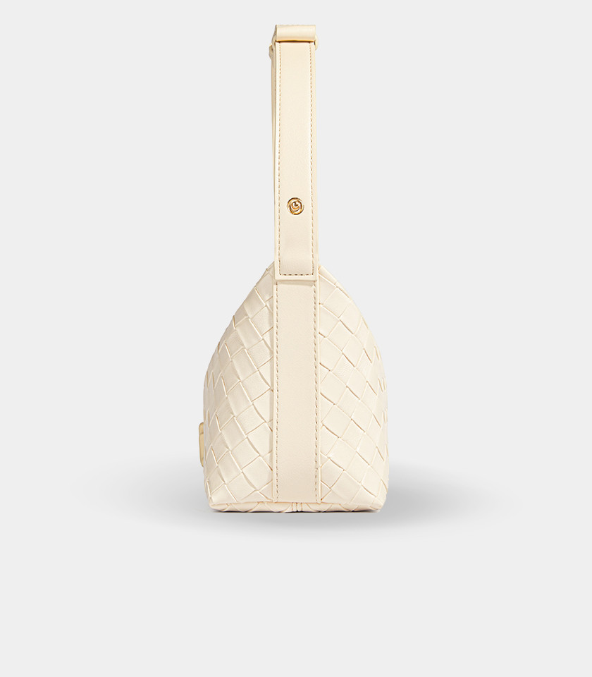 CELESTIA woven hobo bag - MOSSDOOM Ivory color, front view.