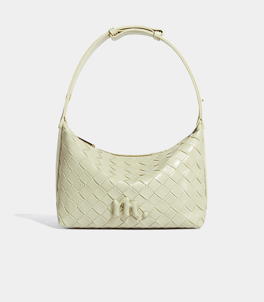 CELESTIA woven hobo bag - MOSSDOOM Pistachio color, front view.