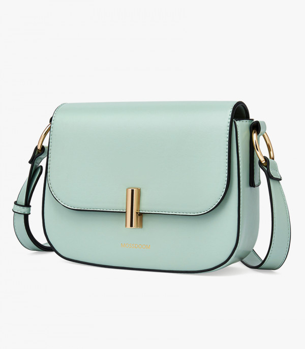 MOSSDOOM AIRELLE shoulder bag, Pistachio color, three-quarter view.