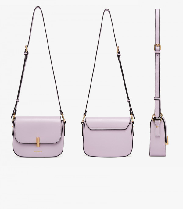 Front, back, and side views of the MOSSDOOM AIRELLE shoulder bag, Purple Color.