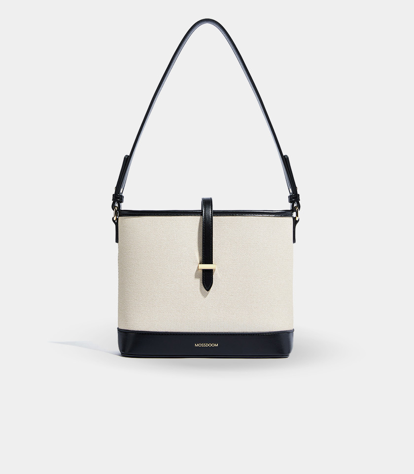 CATLY shoulder bag - MOSSDOOM Black color, front view.