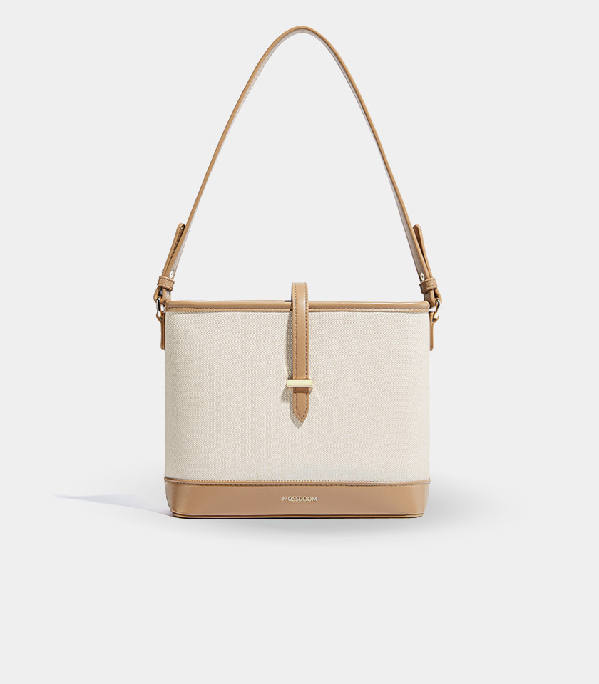 CATLY shoulder bag - MOSSDOOM Apricot color, front view.