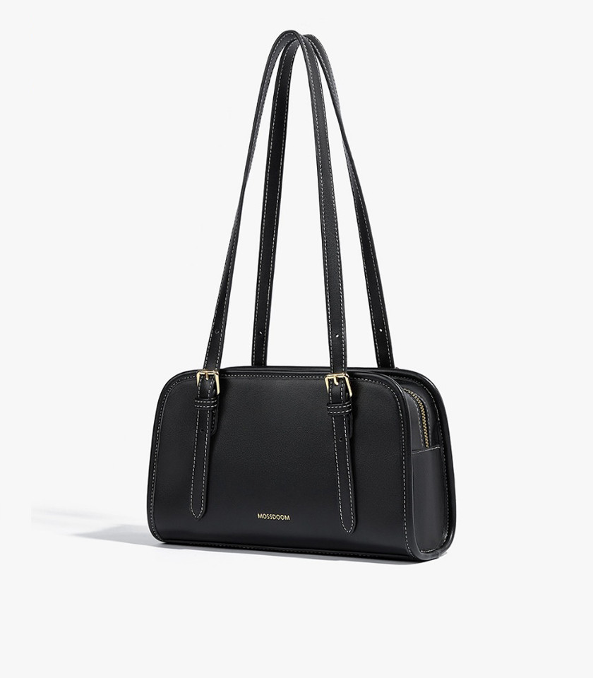MOSSDOOM RENEE shoulder bag, Black Color, three-quarter view.