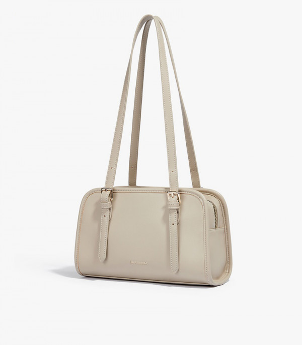MOSSDOOM RENEE shoulder bag, Apricot Color, three-quarter view.