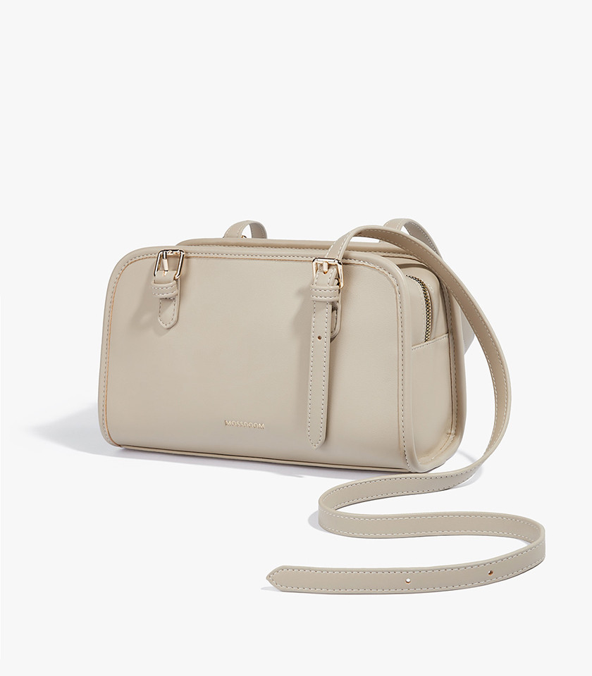 MOSSDOOM RENEE shoulder bag, Apricot Color, three-quarter view.