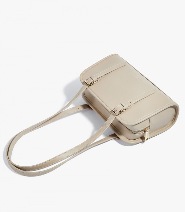 Top view of the MOSSDOOM RENEE shoulder bag, Apricot Color.