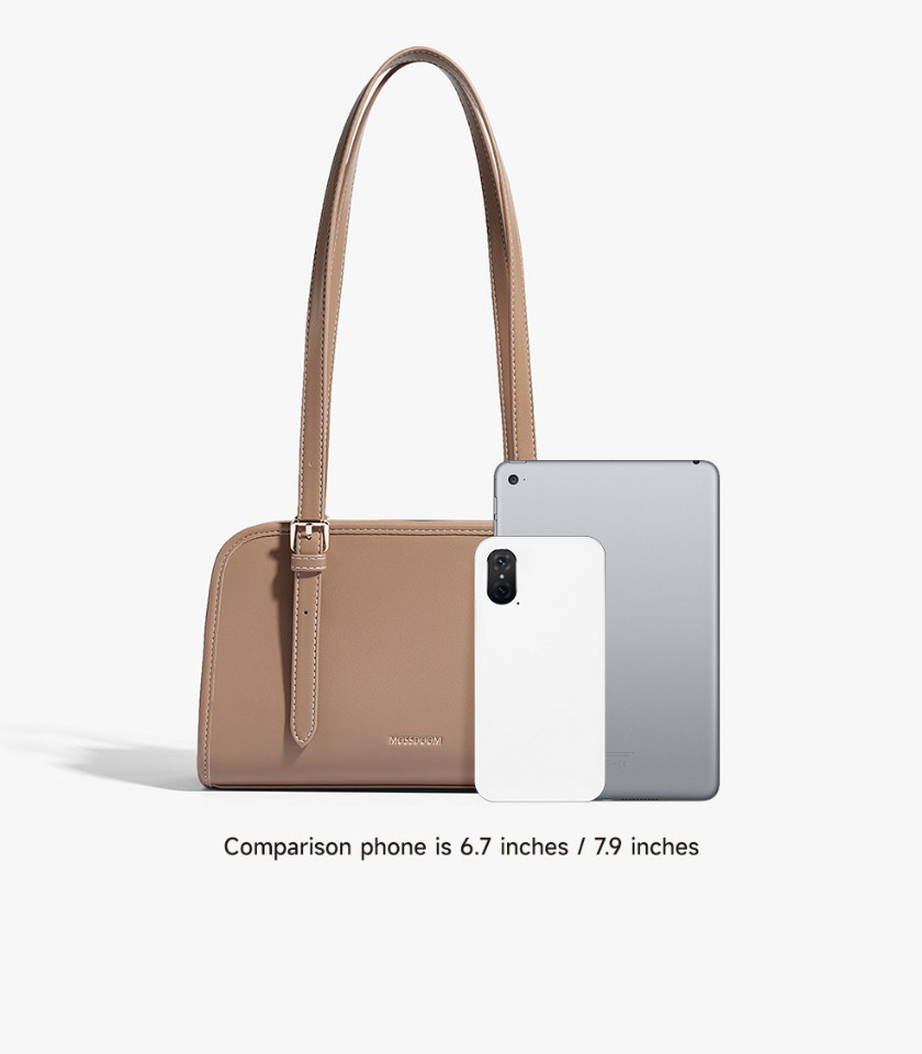 MOSSDOOM RENEE shoulder bag, Pale Camel Color, three-quarter view.