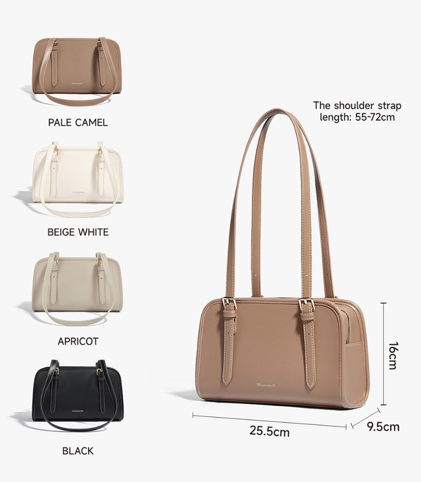MOSSDOOM RENEE shoulder bag, Pale Camel Color, three-quarter view.