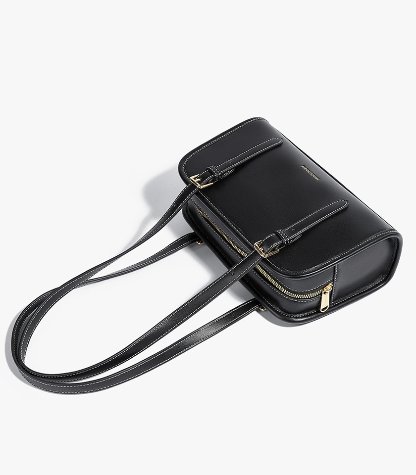 MOSSDOOM RENEE shoulder bag, Black Color, three-quarter view.