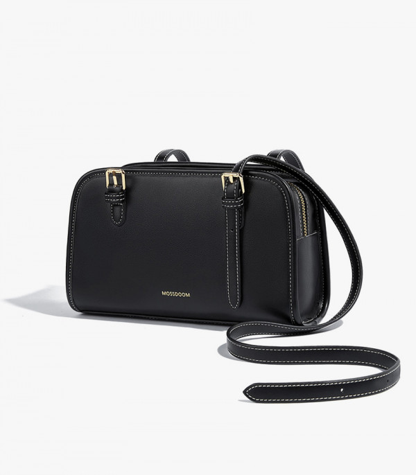 MOSSDOOM RENEE shoulder bag, Black Color, with its shoulder strap.