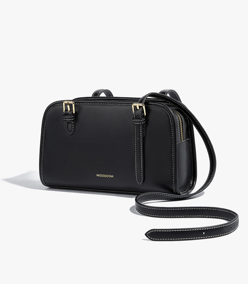MOSSDOOM RENEE shoulder bag, Black Color, three-quarter view.