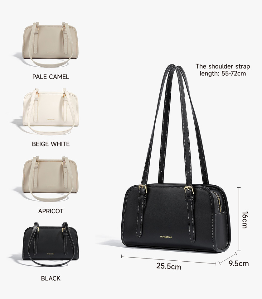 MOSSDOOM RENEE shoulder bag, Black Color, three-quarter view.