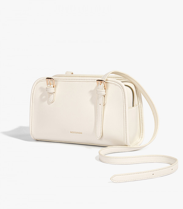 MOSSDOOM RENEE shoulder bag, Ivory Color, with its shoulder strap.