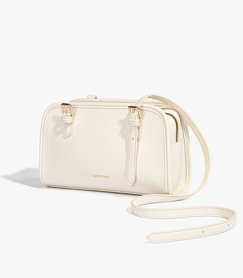 MOSSDOOM RENEE shoulder bag, Ivory Color, three-quarter view.
