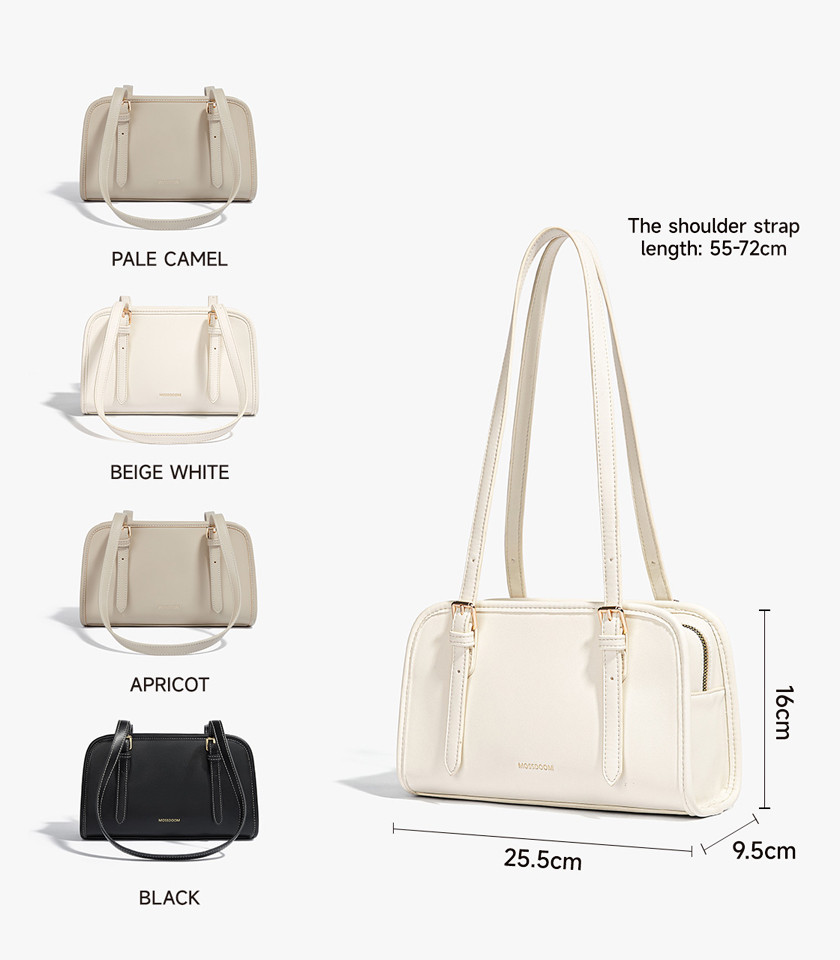 MOSSDOOM RENEE shoulder bag, Ivory Color, three-quarter view.