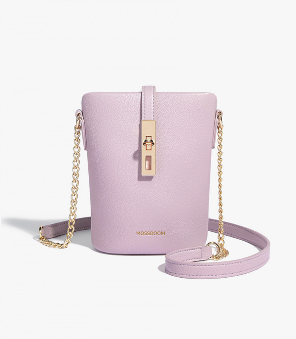 MOSSDOOM ELOUISE CHAIN phone pouch, pink color, front view.