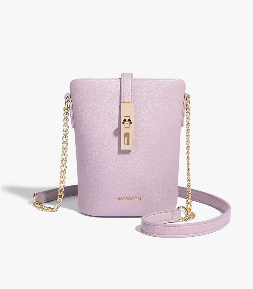 MOSSDOOM ELOUISE CHAIN phone pouch, pink color, front view.
