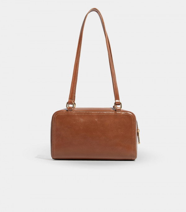 Vista traseira da bolsa de ombro MOSSDOOM REYNA cor Caramelo.