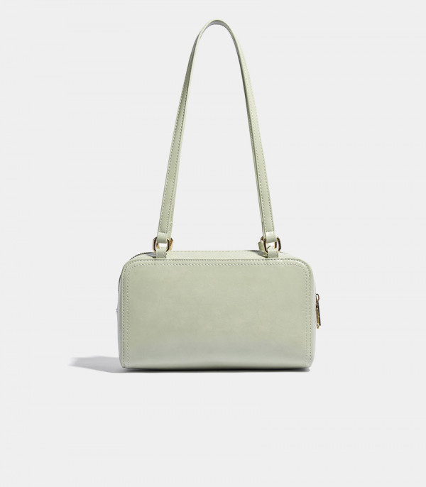 Rückansicht der MOSSDOOM REYNA Schultertasche in der Farbe Pistazie.