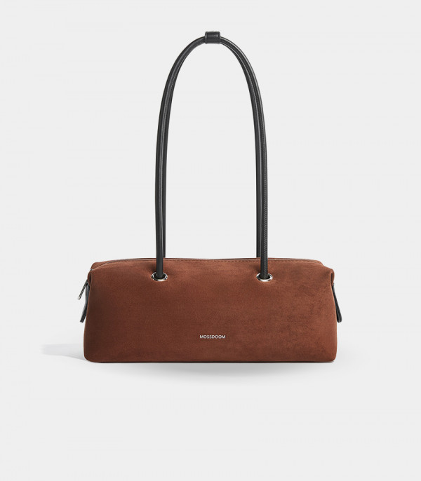 MOSSDOOM PAULA shoulder baguette bag, Coffee color, front view.