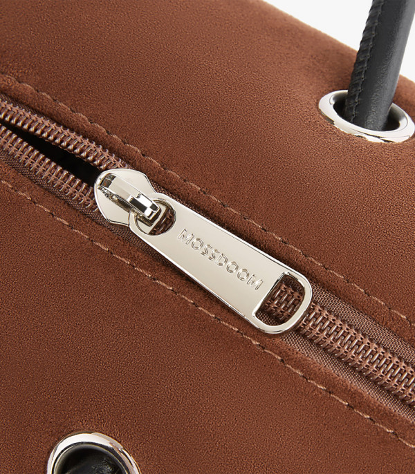 Close-up do zíper da bolsa baguete MOSSDOOM PAULA.