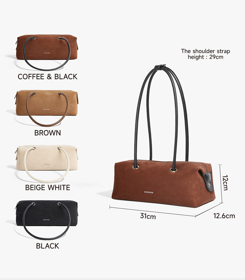 Bolsa de ombro baguete MOSSDOOM PAULA cor Café, vista frontal.