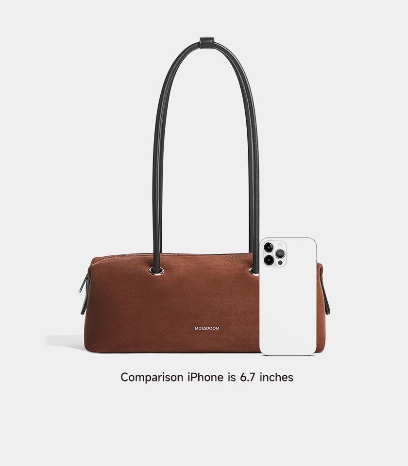Bolsa de ombro baguete MOSSDOOM PAULA cor Café, vista frontal.