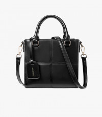 MOSSDOOM CUBIQUE structured handbag, Black color, front view.