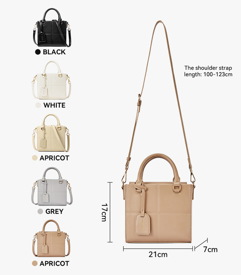 MOSSDOOM CUBIQUE structured handbag, Cream color, front view.