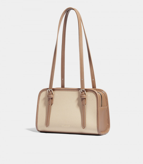 MOSSDOOM RENÉE CANVAS Schultertasche, Futter in Camel, Vorderansicht.