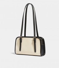 MOSSDOOM RENÉE CANVAS shoulder bag, Black linings, three-quarter view.
