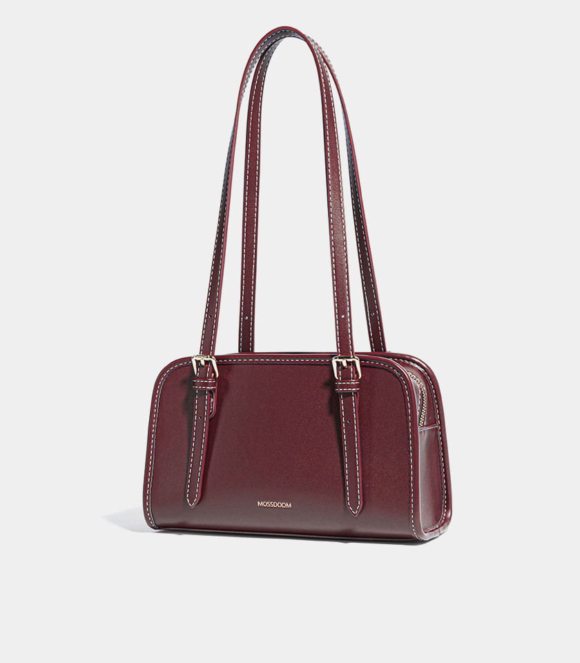 MOSSDOOM RENÉE COLORFUL shoulder bag, Burgundy Color, three-quarter view.