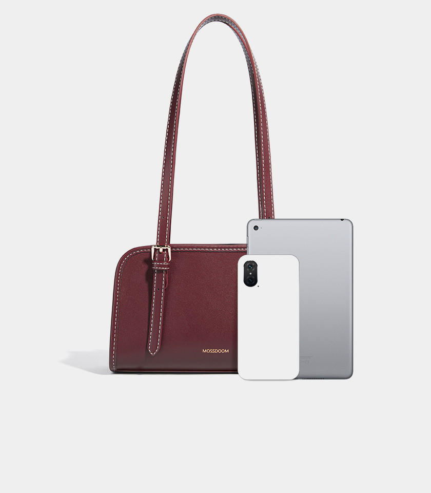 MOSSDOOM RENÉE COLORFUL shoulder bag, Burgundy Color, three-quarter view.