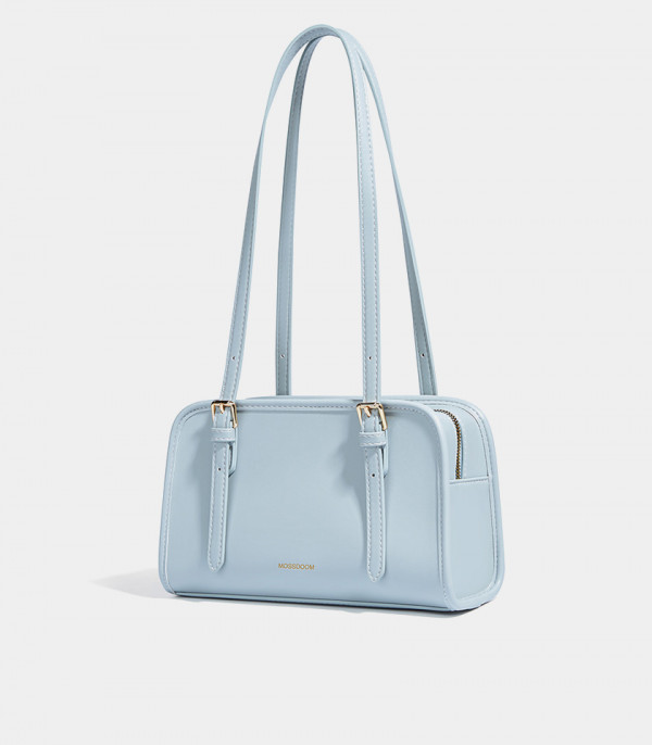 Borsa a spalla MOSSDOOM RENÉE COLORFUL colore Azzurro Cielo, vista a tre quarti.