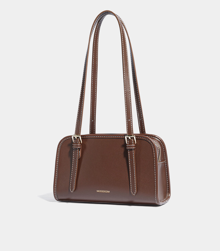 MOSSDOOM RENÉE COLORFUL shoulder bag, Coffee Color, three-quarter view.