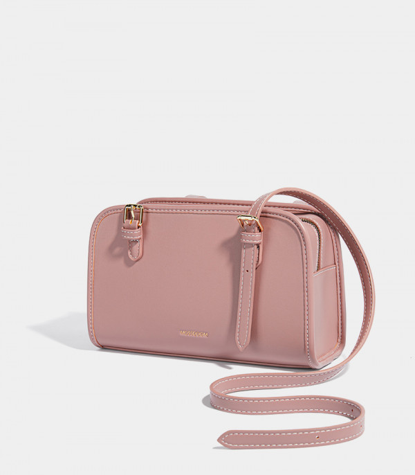 MOSSDOOM RENÉE COLORFUL shoulder bag, Salmon Color, with its shoulder strap.