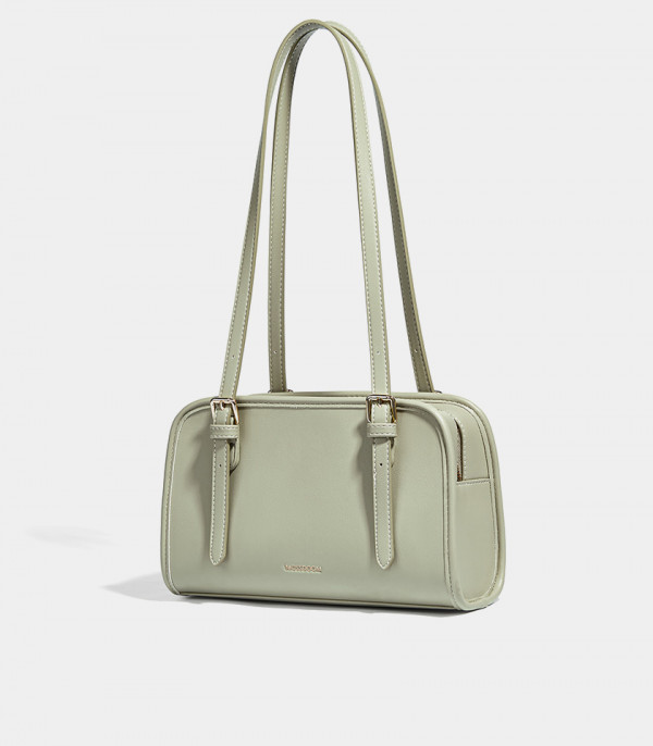 Borsa a spalla MOSSDOOM RENÉE COLORFUL colore Pistacchio, vista a tre quarti.
