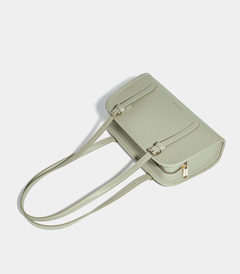 MOSSDOOM RENÉE COLORFUL shoulder bag, Pistachio Color, three-quarter view.