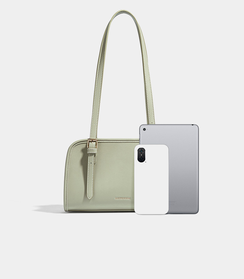 MOSSDOOM RENÉE COLORFUL shoulder bag, Pistachio Color, three-quarter view.