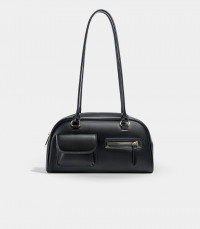 Bolsa de ombro MOSSDOOM FIONA cor Preto, vista frontal com bolsos.