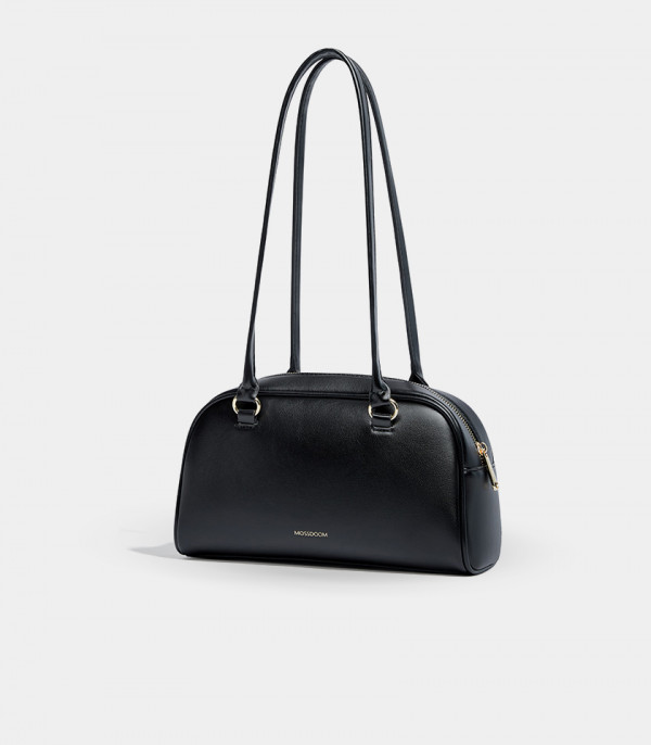 MOSSDOOM FIONA shoulder bag, Black color, three-quarter view.
