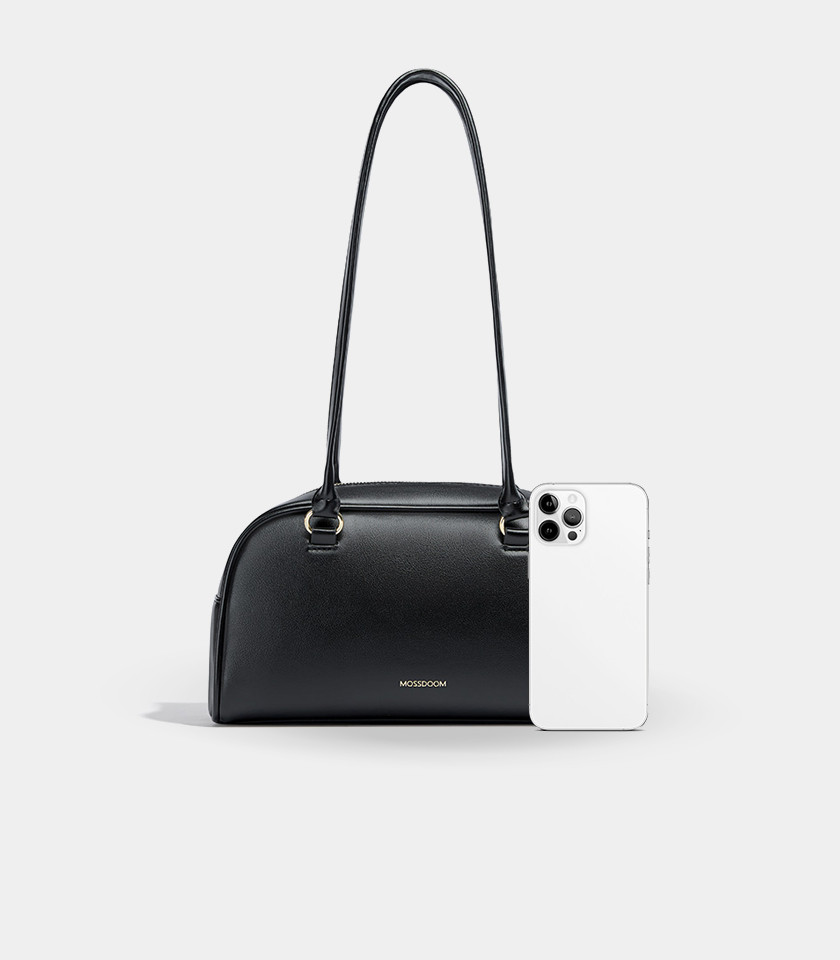 MOSSDOOM FIONA shoulder bag, Black color, front view with pockets.