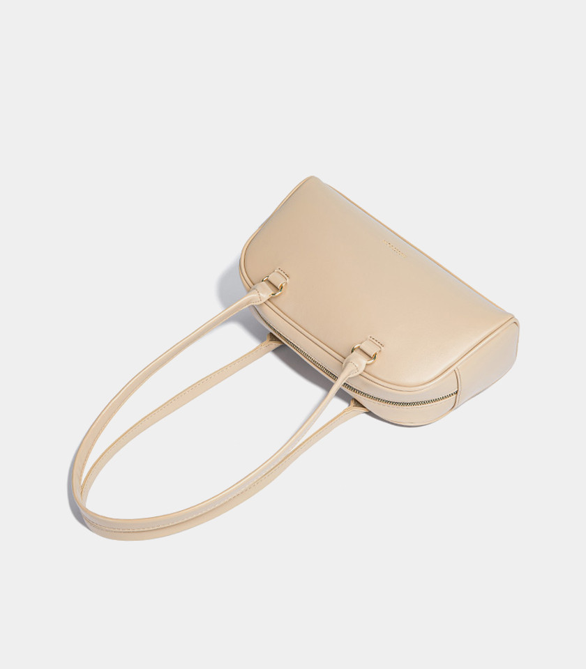 MOSSDOOM FIONA shoulder bag, Apricot color, front view with pockets.